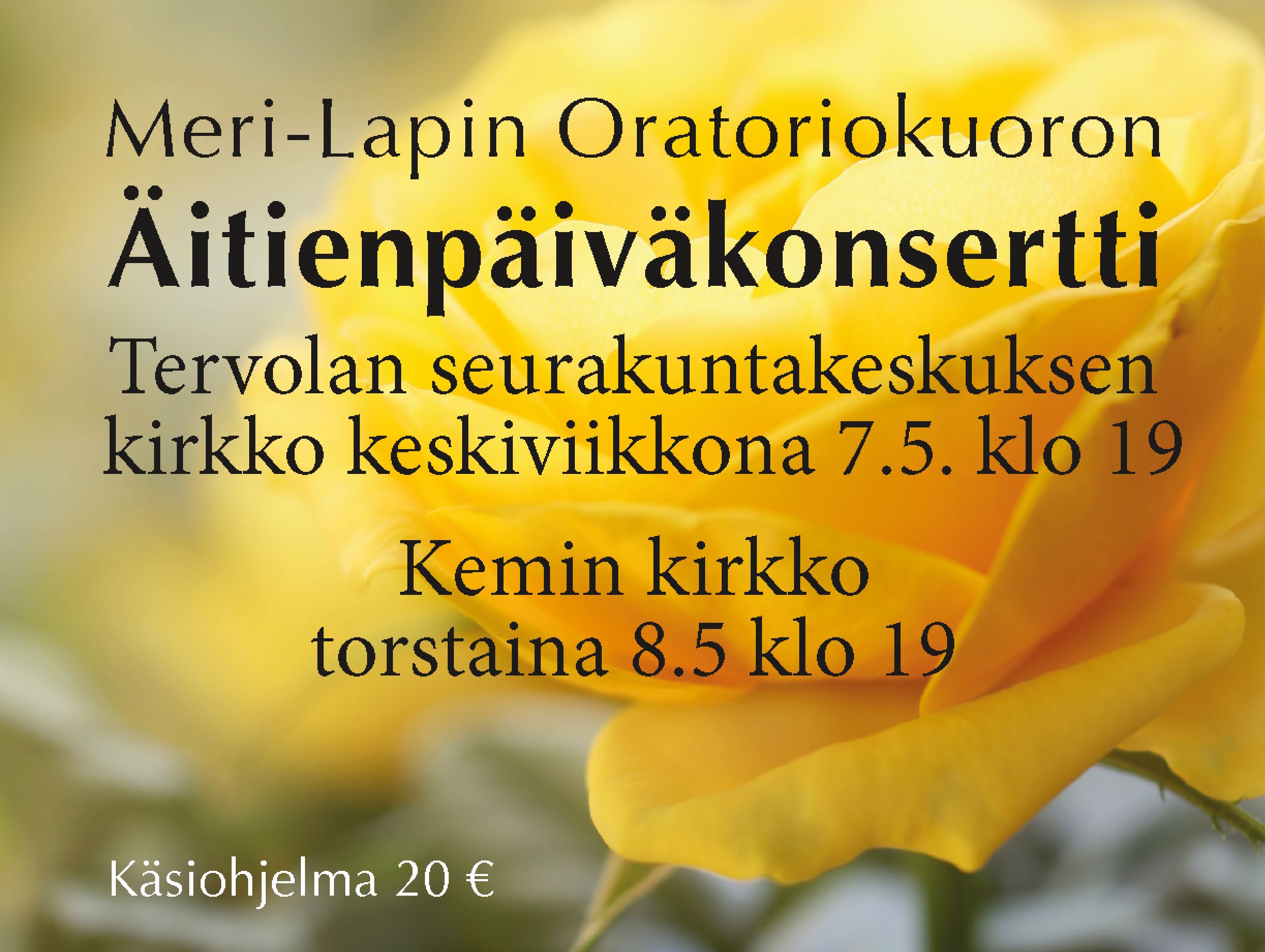 Oratoriokuoron konsertti konserttimainos