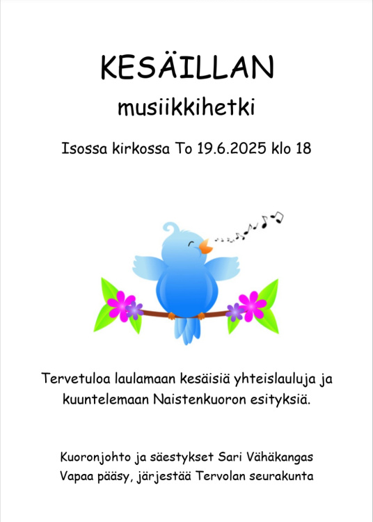 Kesäillan musiikkia Kuva ilmoituksesta.