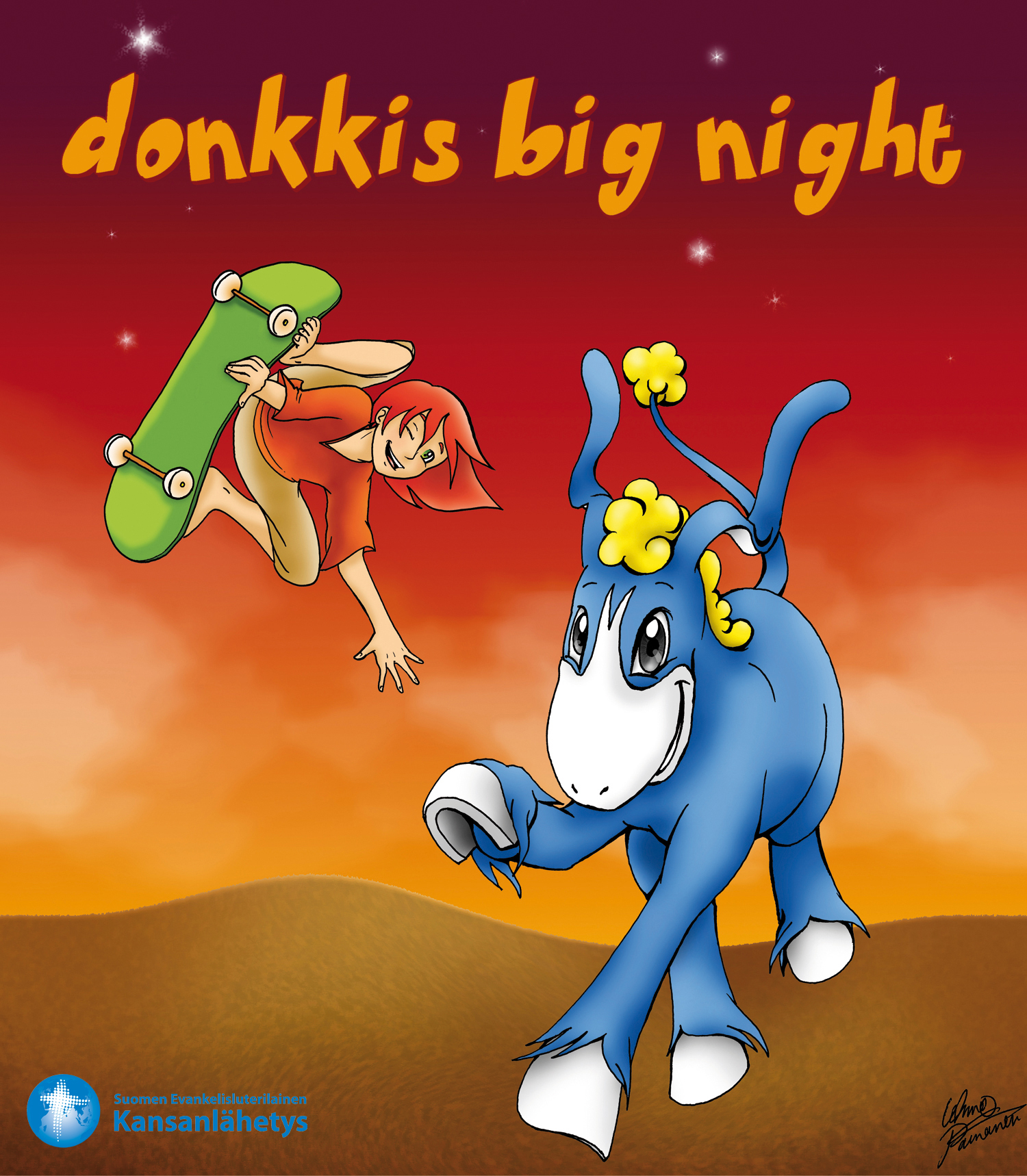 Donkki-aasi selässään Saku ja Ruut