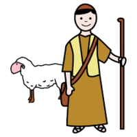 piirretty paimen ja lammas